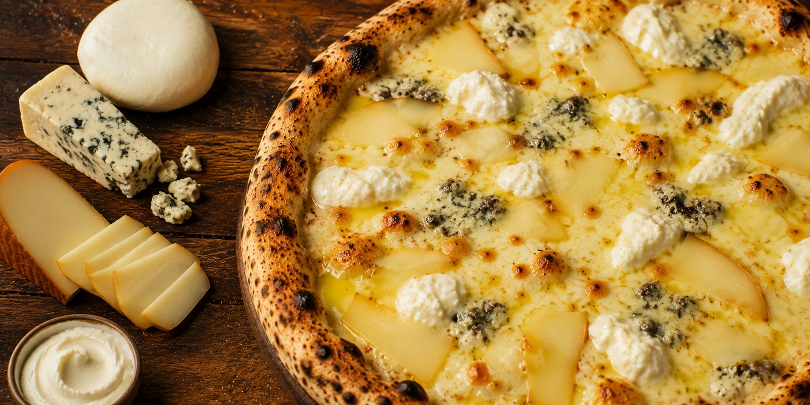 Pizza Quattro Formaggi artesanal — Crosté Pizzaria, Grajaú, Zona Norte do Rio de Janeiro